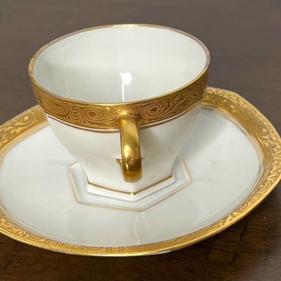 Ovington Bros Co Austria Cup Saucer Demitasse Intricate Gold Encrusted - Picture 7 of 16